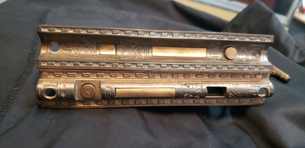 Restored Victorian Corbin Pocket Door Lock Set with Key GS00452