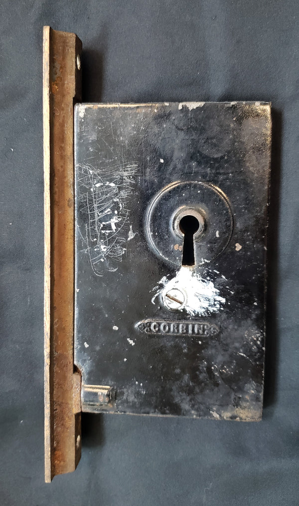 Restored Victorian Corbin Pocket Door Lock Set with Key GS00452
