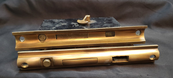 Restored Sargent Brass Pocket Door Mortice Lock Set  with Key GS00454