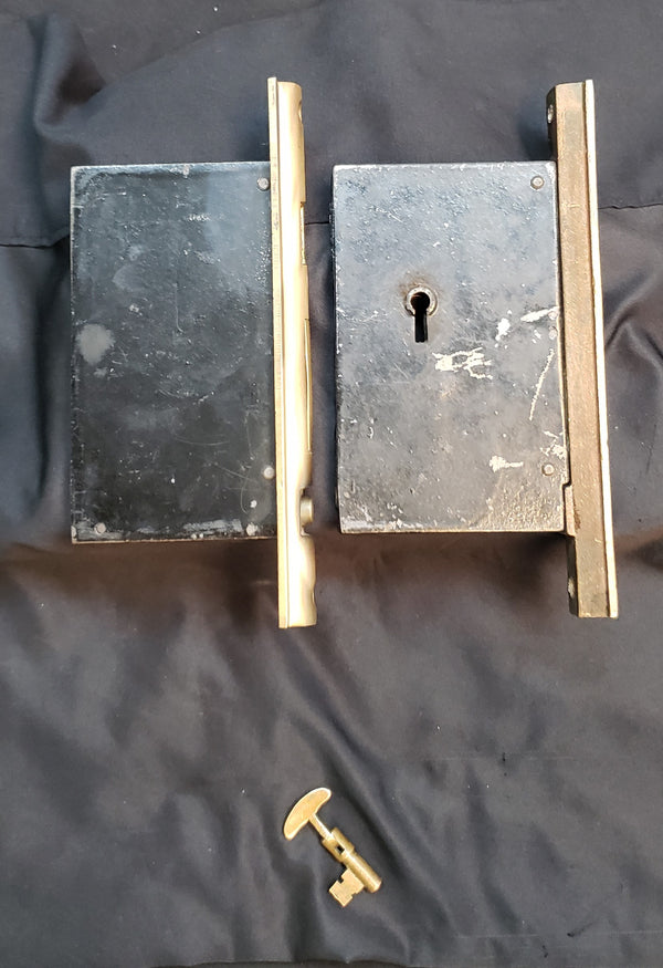 Restored Sargent Brass Pocket Door Mortice Lock Set  with Key GS00454