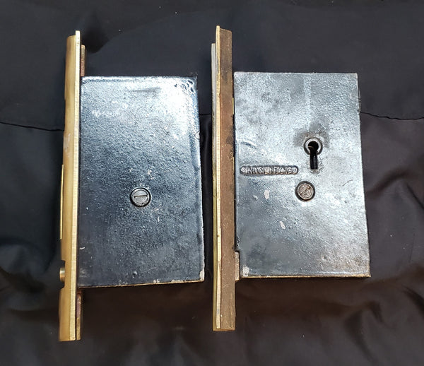 Restored Sargent Brass Pocket Door Mortice Lock Set  with Key GS00454