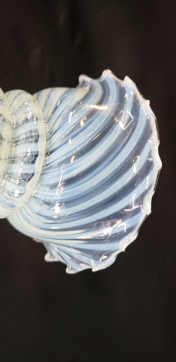 Two Light Flush Mount Rod Chandelier with Ruffled Swirl Shades 34" x 29" GS00461
