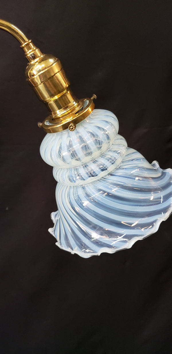 Two Light Flush Mount Rod Chandelier with Ruffled Swirl Shades 34" x 29" GS00461