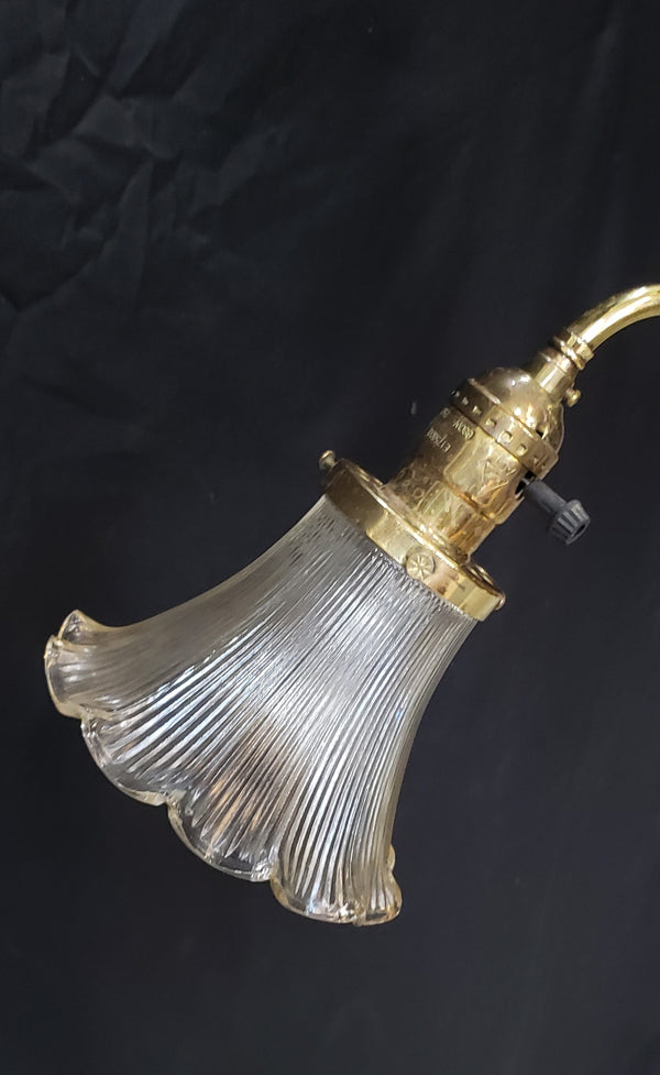 Two Light Flush Mount Rod Chandelier w/ Ruffled Ribbed Shades 38" x 26" GS00462