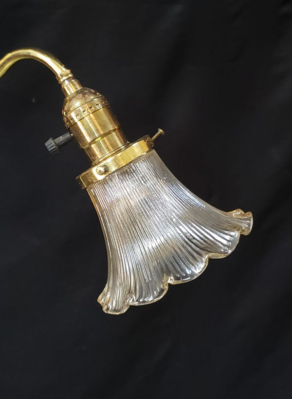 Two Light Flush Mount Rod Chandelier w/ Ruffled Ribbed Shades 38" x 26" GS00462