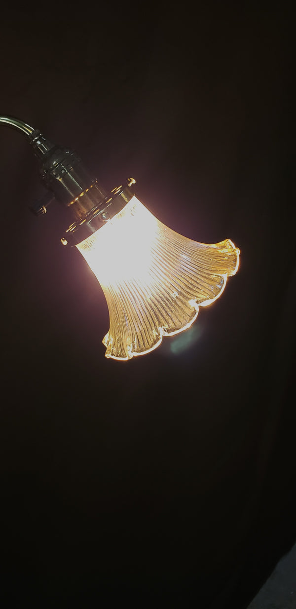 Two Light Flush Mount Rod Chandelier w/ Ruffled Ribbed Shades 38" x 26" GS00462