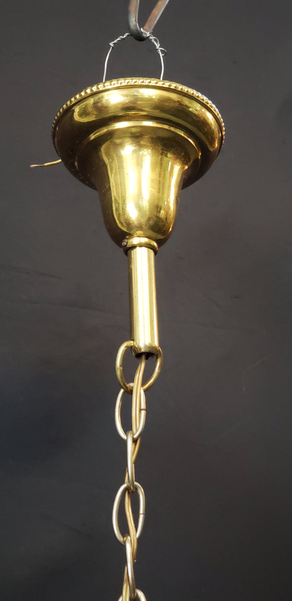Large White Glass Pendant Light with Vintage Brass Bell Top Fitter GS00464