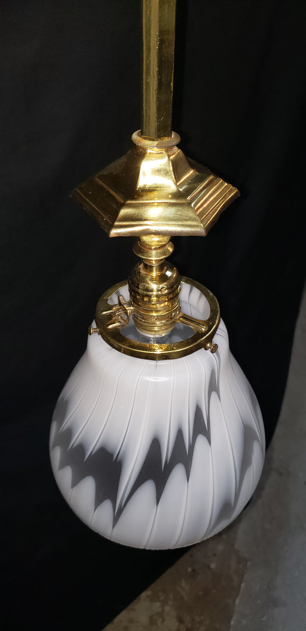 White Abstract Pendant Light with Hexagon Brass Trim 29 1/4" T x 7"  GS00466