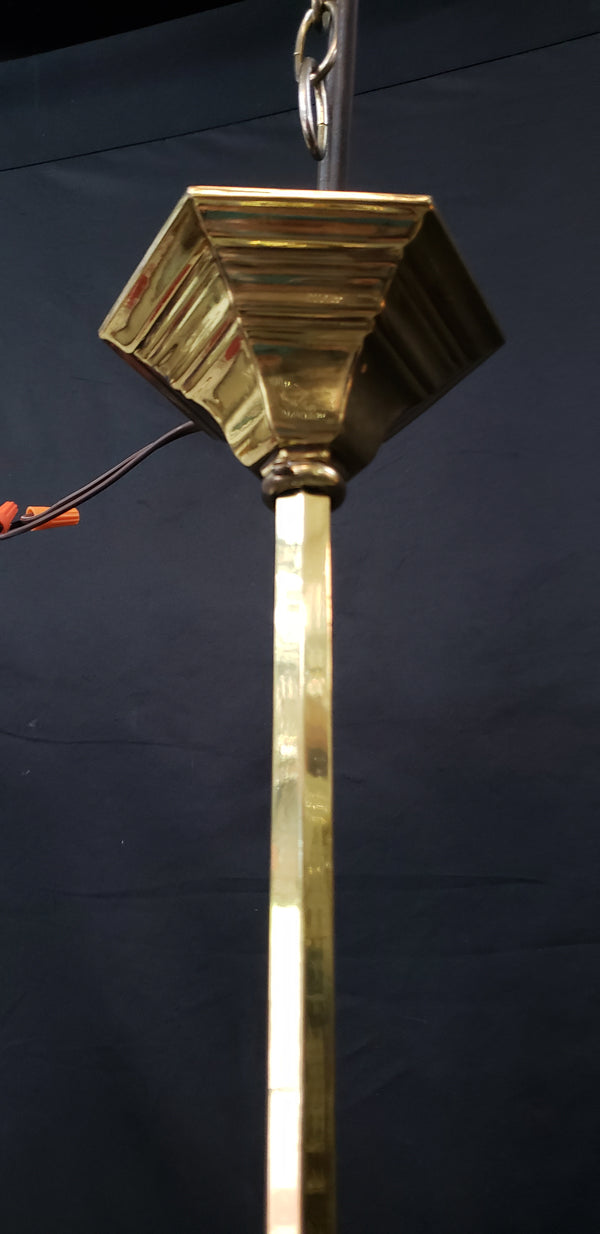 White Abstract Pendant Light with Hexagon Brass Trim 29 1/4" T x 7"  GS00466
