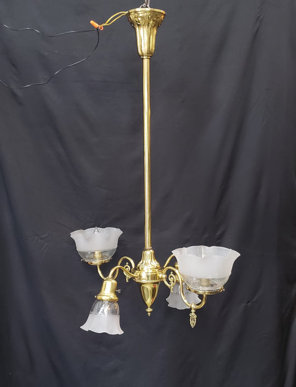 4 Light Flush Mount Chandelier with Fluted Shades 27 1/2" x 21" x 38" GS00472