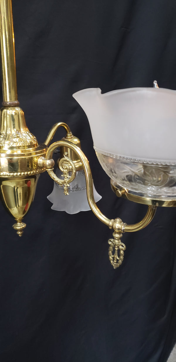4 Light Flush Mount Chandelier with Fluted Shades 27 1/2" x 21" x 38" GS00472