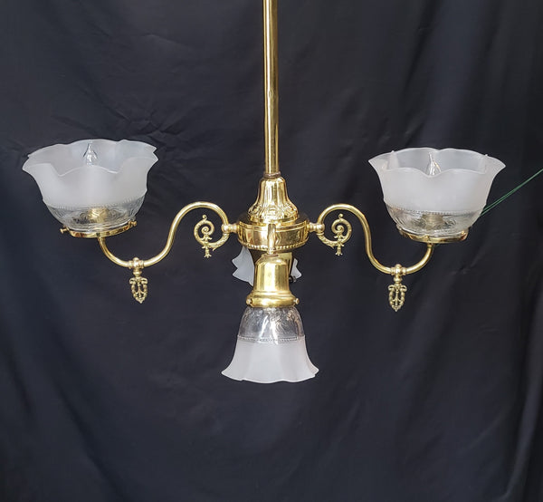 4 Light Flush Mount Chandelier with Fluted Shades 27 1/2" x 21" x 38" GS00472
