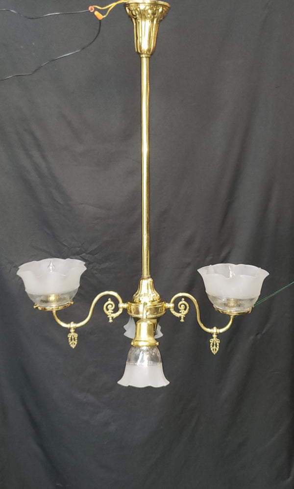 4 Light Flush Mount Chandelier with Fluted Shades 27 1/2" x 21" x 38" GS00472
