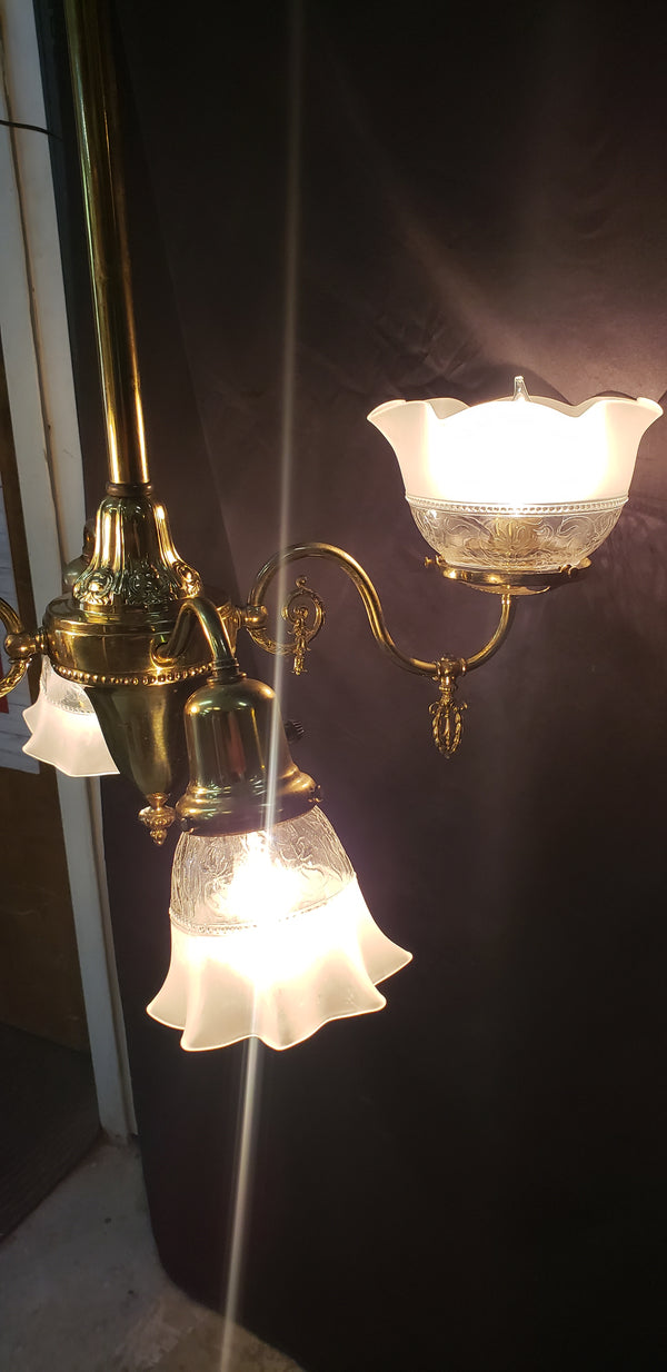 4 Light Flush Mount Chandelier with Fluted Shades 27 1/2" x 21" x 38" GS00472