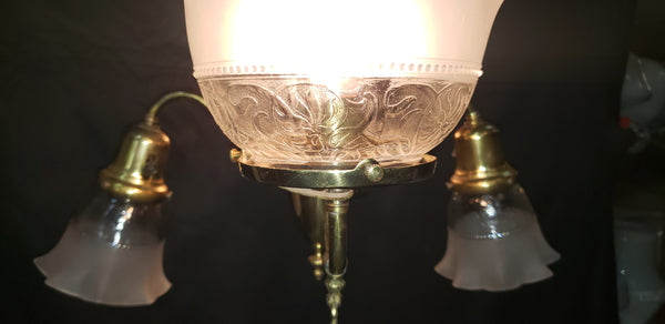 4 Light Flush Mount Chandelier with Fluted Shades 27 1/2" x 21" x 38" GS00472