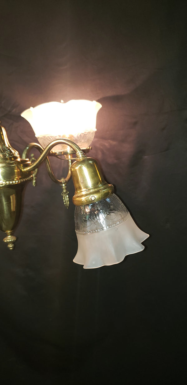 4 Light Flush Mount Chandelier with Fluted Shades 27 1/2" x 21" x 38" GS00472