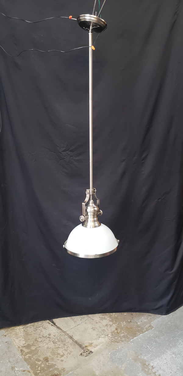 Industrial Flush Mount Pendant Light w/ Chrome Trim  46 1/2" x 12" GS00474