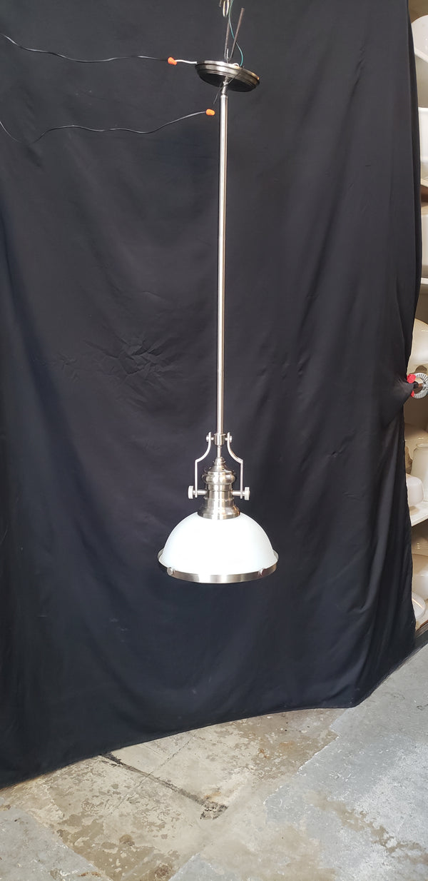 Industrial Flush Mount Pendant Light w/ Chrome Trim  46 1/2" x 12" GS00474
