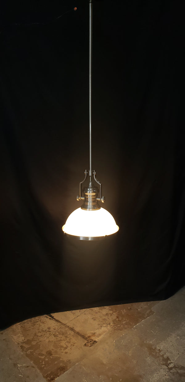 Industrial Flush Mount Pendant Light w/ Chrome Trim  46 1/2" x 12" GS00474