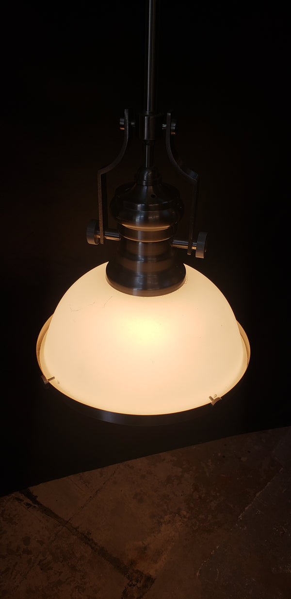 Industrial Flush Mount Pendant Light w/ Chrome Trim  46 1/2" x 12" GS00474