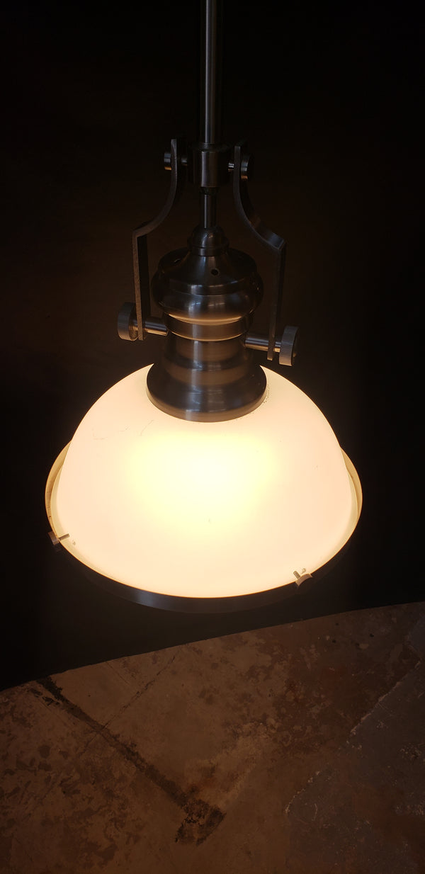 Industrial Flush Mount Pendant Light w/ Chrome Trim  46 1/2" x 12" GS00474