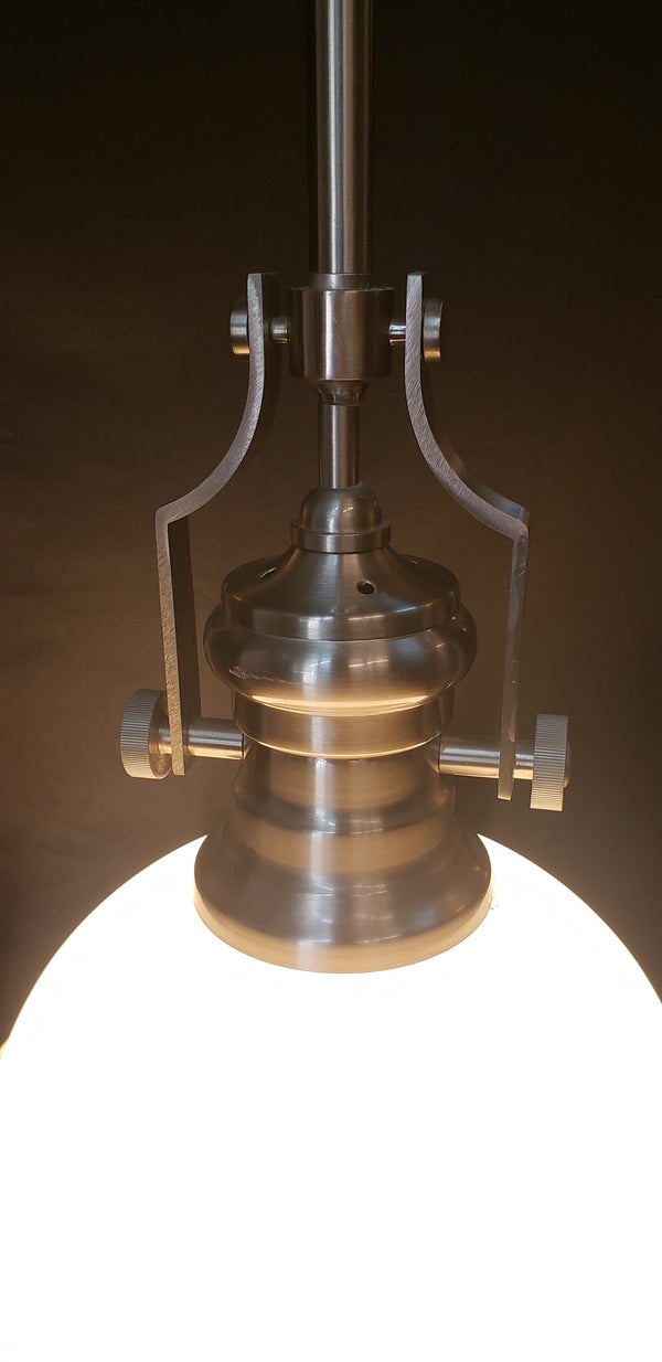 Industrial Flush Mount Pendant Light w/ Chrome Trim  46 1/2" x 12" GS00474