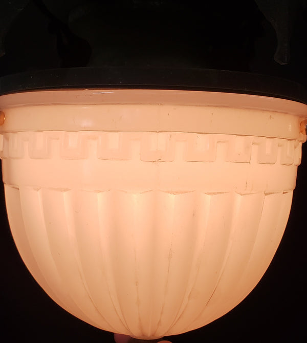 Restored Gothic Flush Mount Ceiling Light w/ Ornate Bronze Trim GS00475