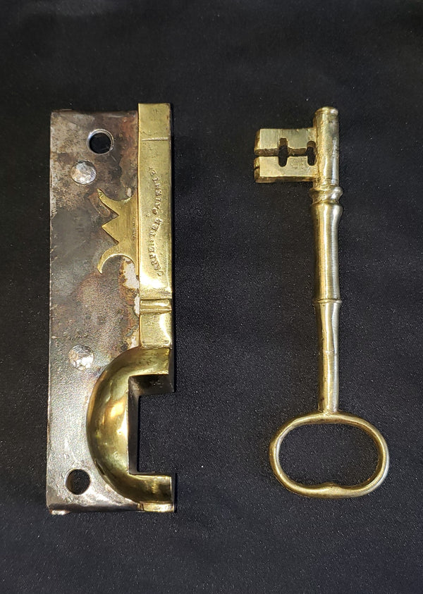 Restored Right Side Carpenter & Tiledsley Lock Set w/ Key 6" x 4 1/4" GS00481