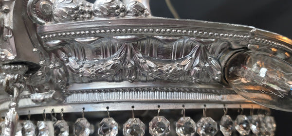 Restored 1920's 6 Tier Greek Inspired Flush Mount Crystal Chandelier GS00484