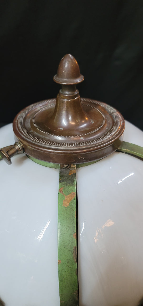 Restored Bronze & Slag Glass Gothic / Art Deco Flush Mount Ceiling Light GS00485