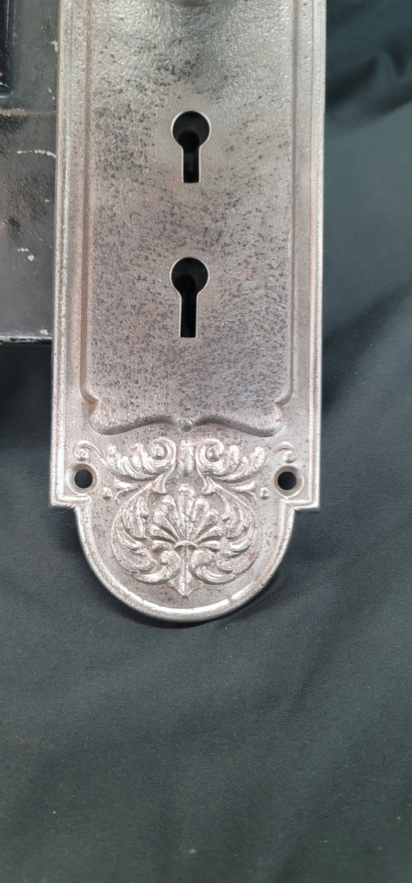 Restored Art Nouveau Mortice Lock Set w/ Backplate Knob & Rosette GS00486