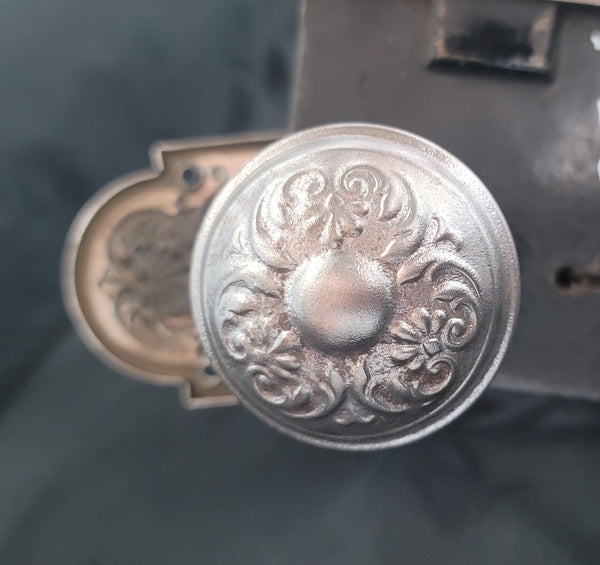 Restored Art Nouveau Mortice Lock Set w/ Backplate Knob & Rosette GS00486