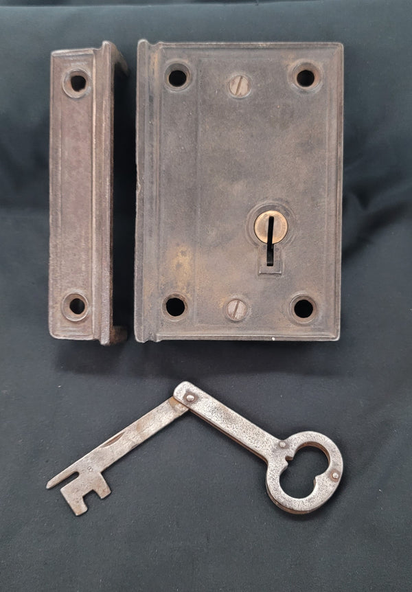 Right or Left Side Rim Lock Set w/ Keeper  & Folding Key 5 1/8" x 3 1/2" GS00487