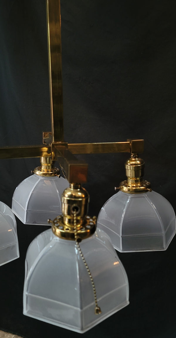 4 Light Chandelier w/ Frosted Hexagon Shades 26" x 16" GS00478