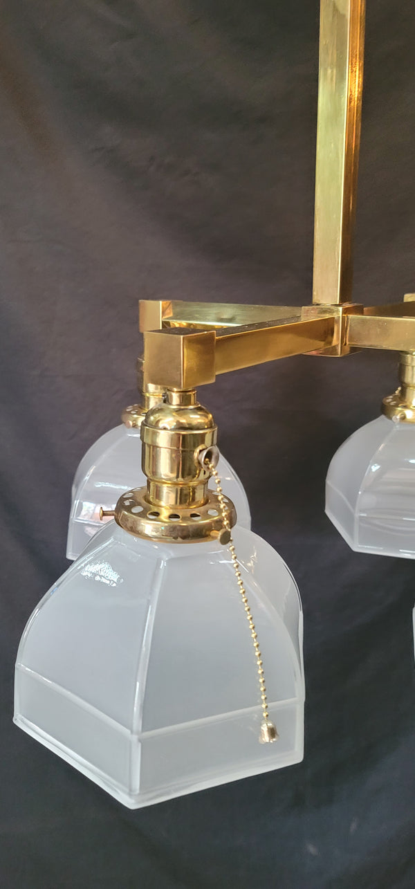 4 Light Chandelier w/ Frosted Hexagon Shades 26" x 16" GS00478