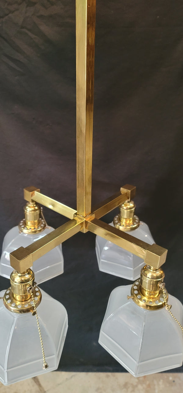 4 Light Chandelier w/ Frosted Hexagon Shades 26" x 16" GS00478