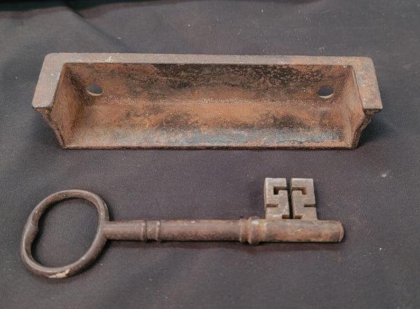 Left Side Rim Lock  Set with Keeper & Key 7 1/4" Wide x 5" Tall GS00494