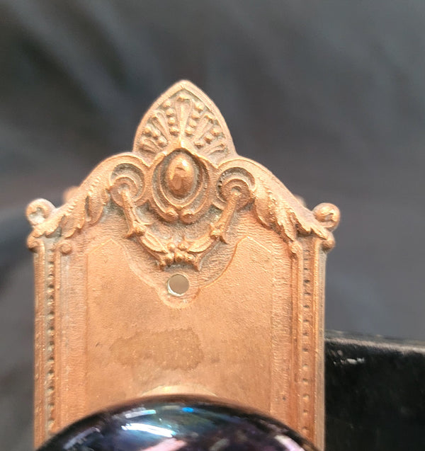 Restored Art Nouveau Mortice Lock Set w/ Backplates & Knobs GS00495