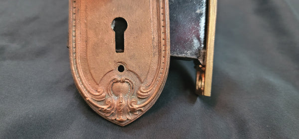 Restored Art Nouveau Mortice Lock Set w/ Backplates & Knobs GS00495