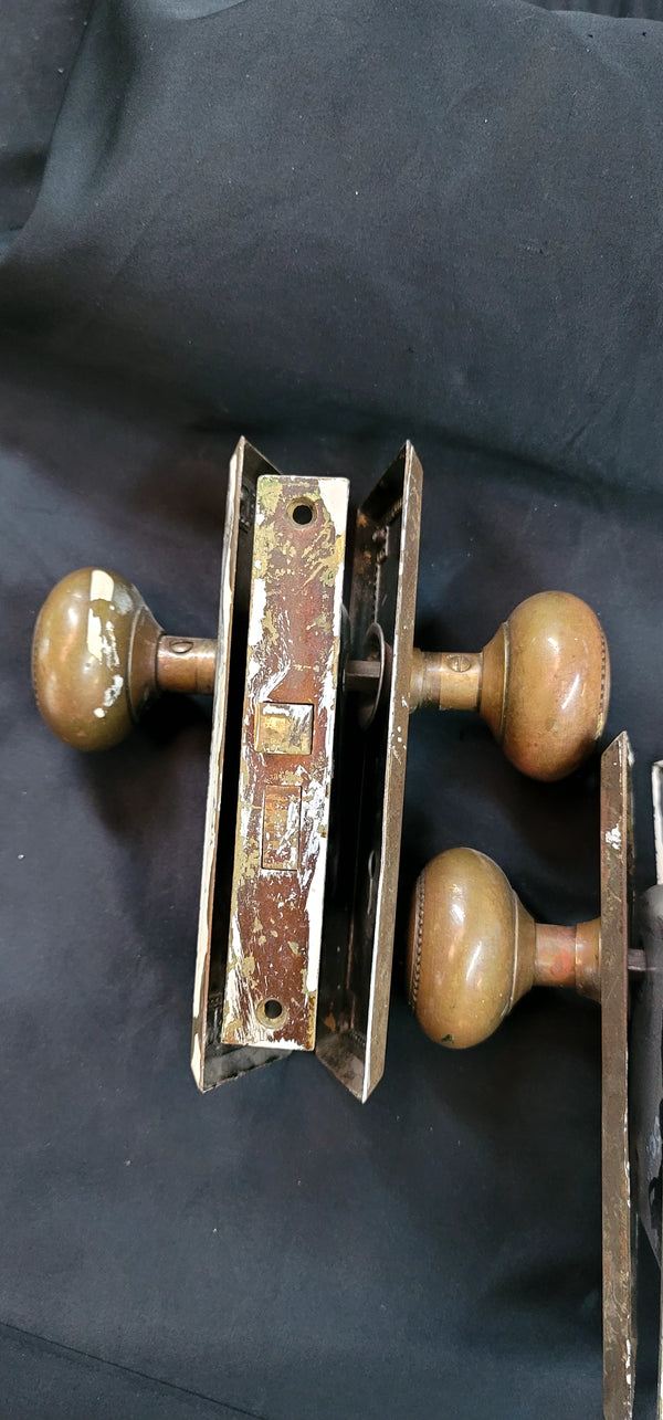 3 Mortice Lock Sets with Beaded Design Includes Backplates & Knobs GS00497