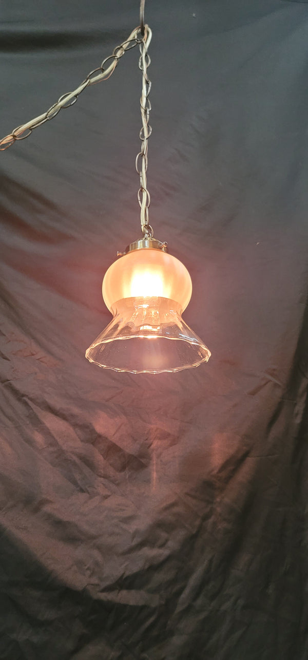 Vintage Fluted Frosted to Clear Swag Pendant Fixture  GS00501