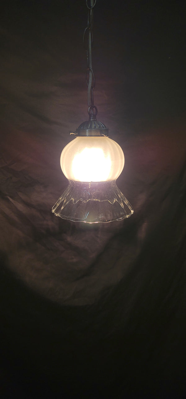 Vintage Fluted Frosted to Clear Swag Pendant Fixture  GS00501
