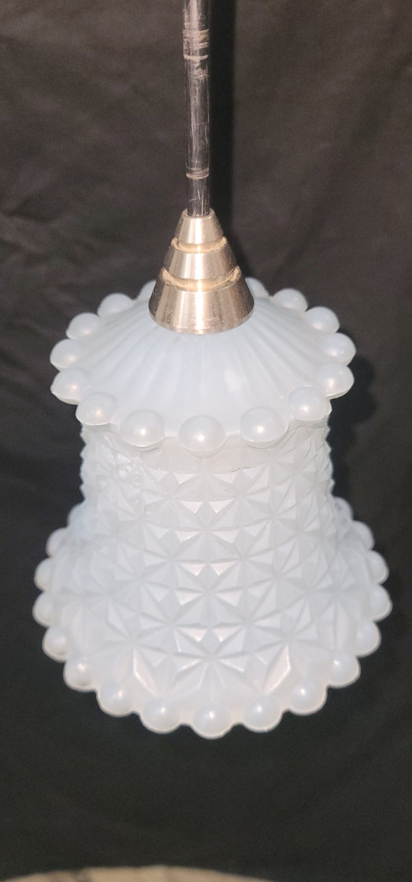 Vintage Pastel Blue Textured Glass Pendant Fixture  GS00502