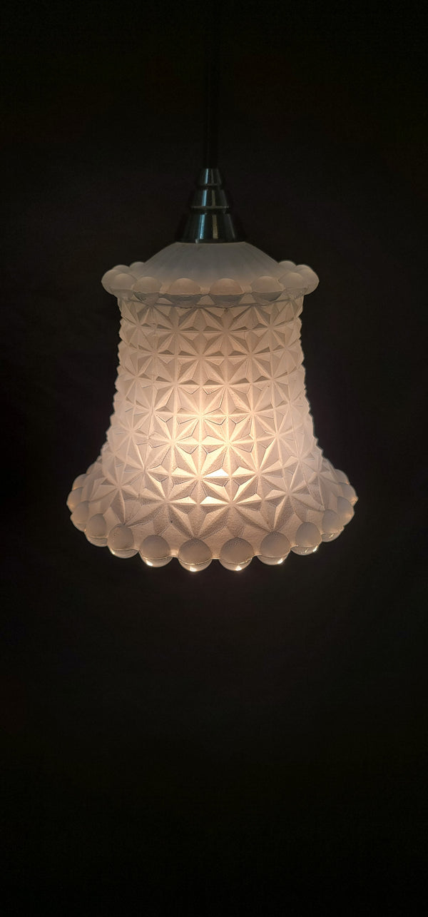 Vintage Pastel Blue Textured Glass Pendant Fixture  GS00502