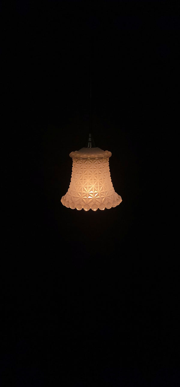 Vintage Pastel Blue Textured Glass Pendant Fixture  GS00502