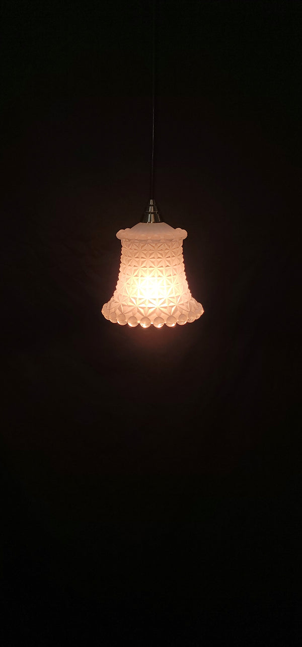 Vintage Pastel Blue Textured Glass Pendant Fixture  GS00502
