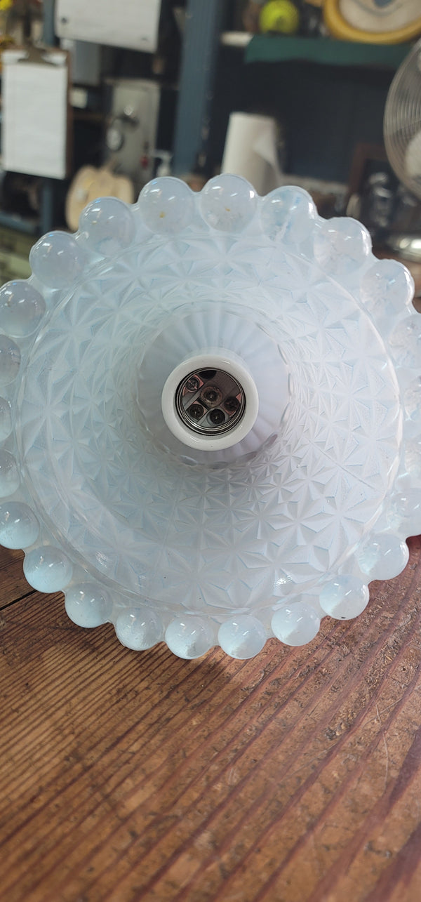 Vintage Pastel Blue Textured Glass Pendant Fixture  GS00502