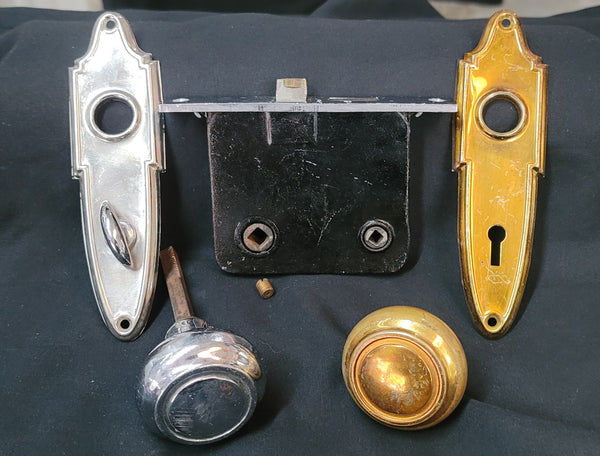 Brass & Chrome Mortice Lock Set w/ Privacy Thumb Turn GS00503