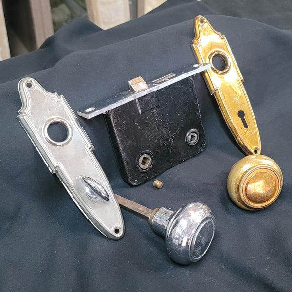 Brass & Chrome Mortice Lock Set w/ Privacy Thumb Turn GS00503