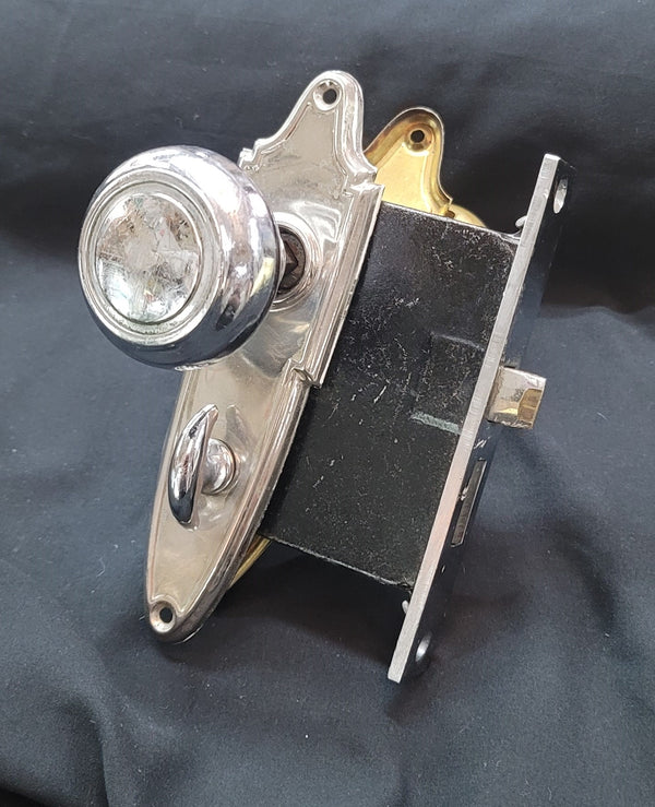 Brass & Chrome Mortice Lock Set w/ Privacy Thumb Turn GS00503
